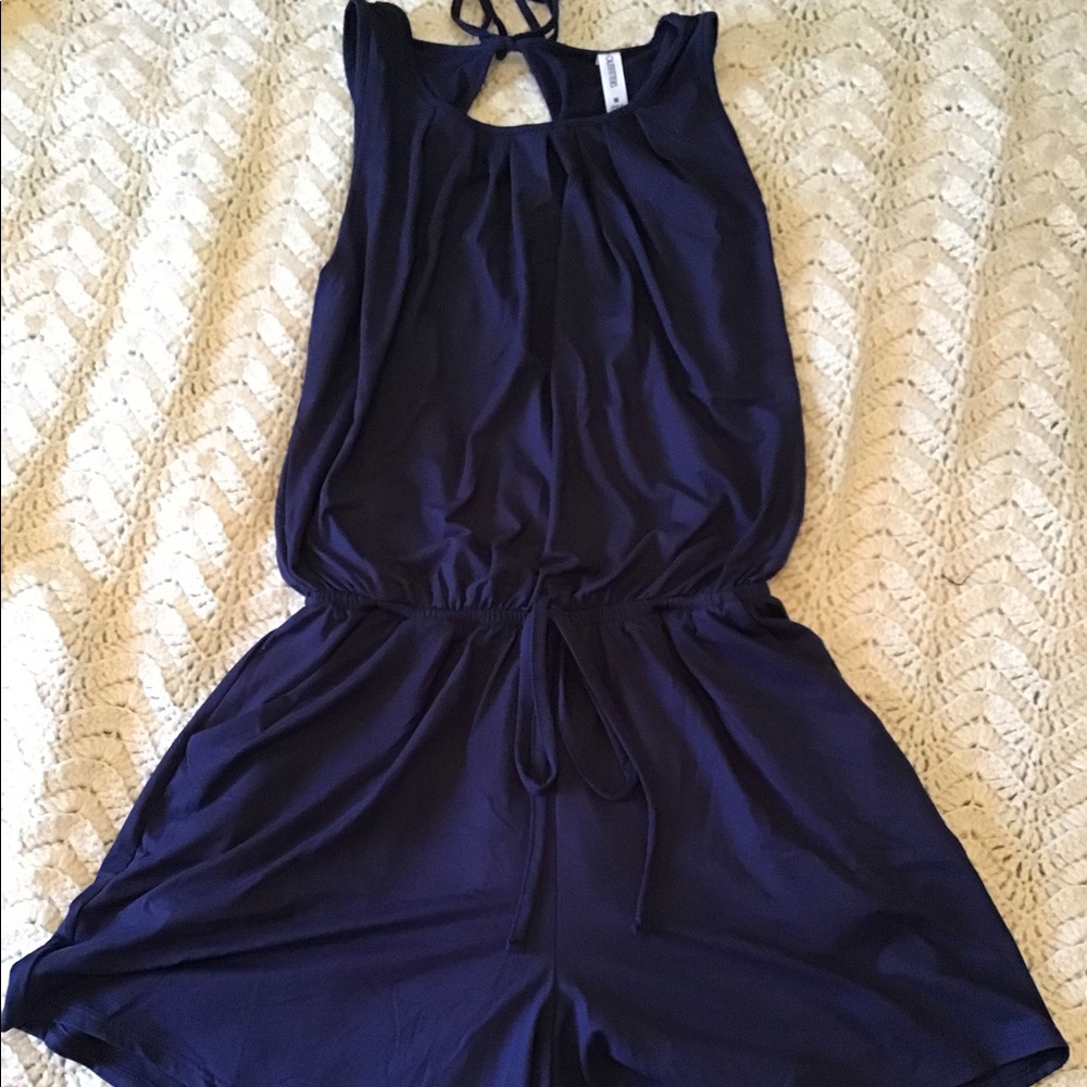 Navy blue romper with pockets